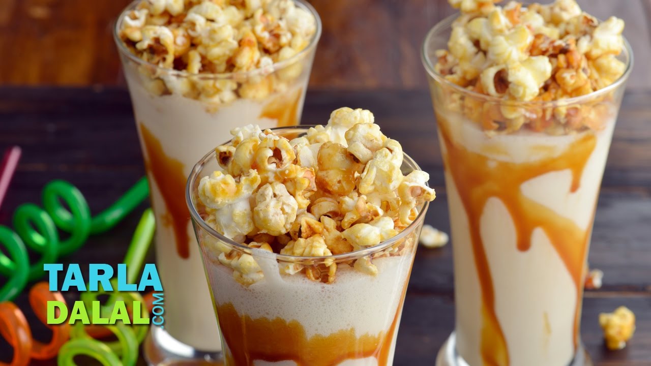 Caramel Popcorn Milkshake by Tarla Dalal