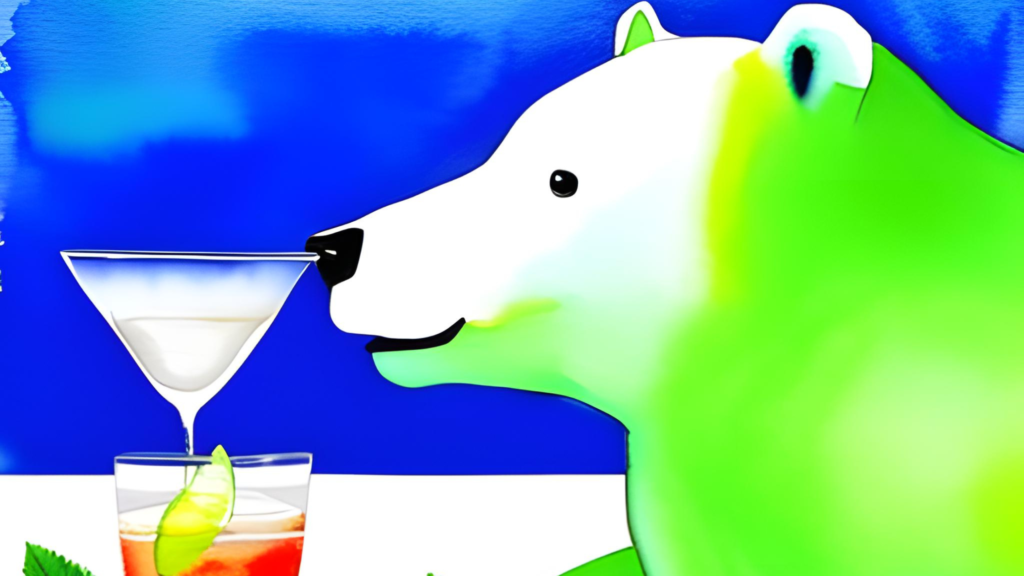 urso polar tomando um mojito - barman para festa