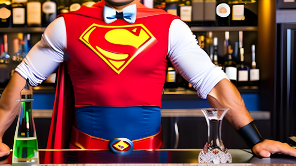 barman fantasiado de super herói