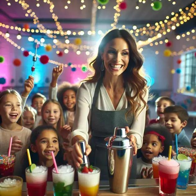 Barman para festa infantil com drinks sem álcool lúdicos