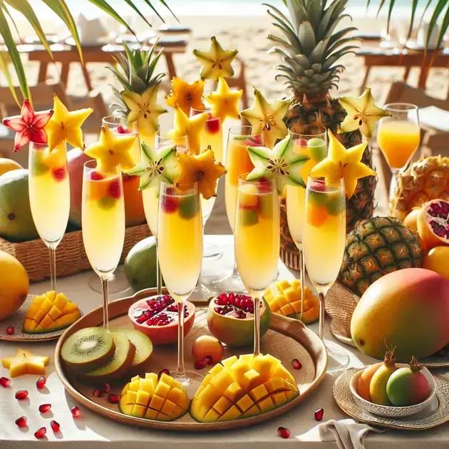 mimosas refrescantes de frutas exóticas
