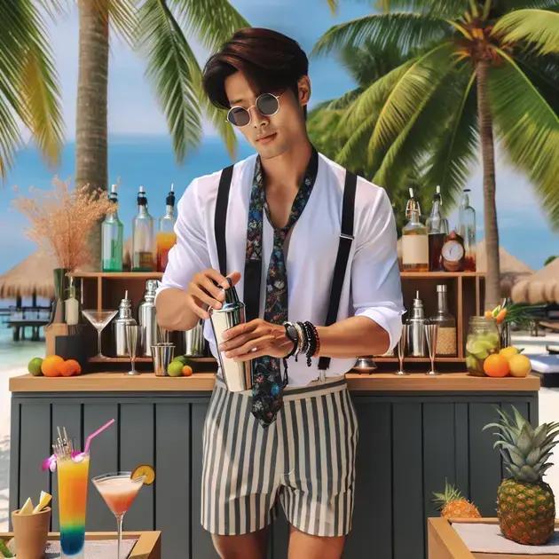 Trajes de barman para festa em ambiente praiano que encantam