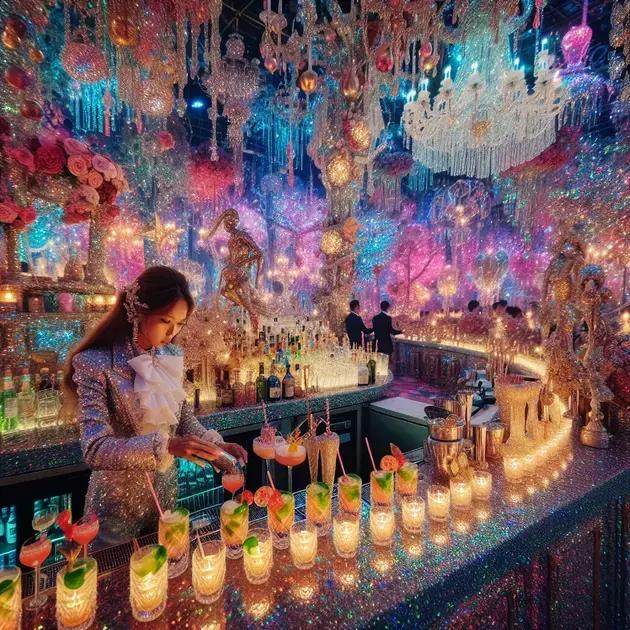 bar para festa de debutante com tema glitter